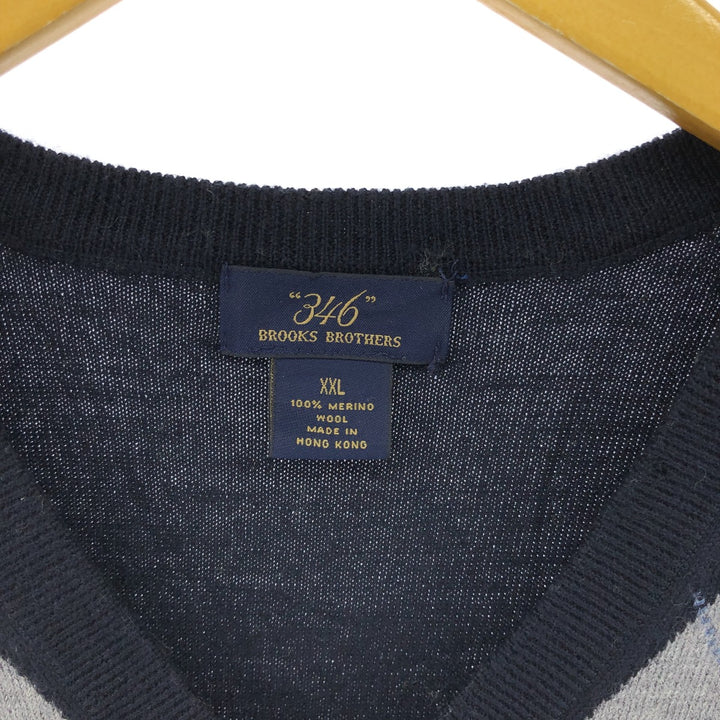 Brooks Brothers 346 Argyle Pattern V-neck wool knit vest, men's size XXL / eaa497642