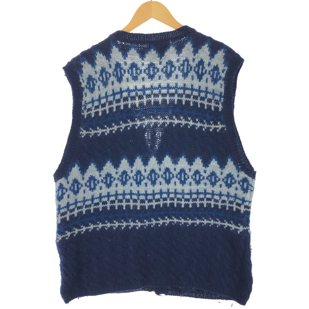 90s-00'S Eddie Bauer all-over print open-front wool knit vest, men's size L, vintage / eaa497644