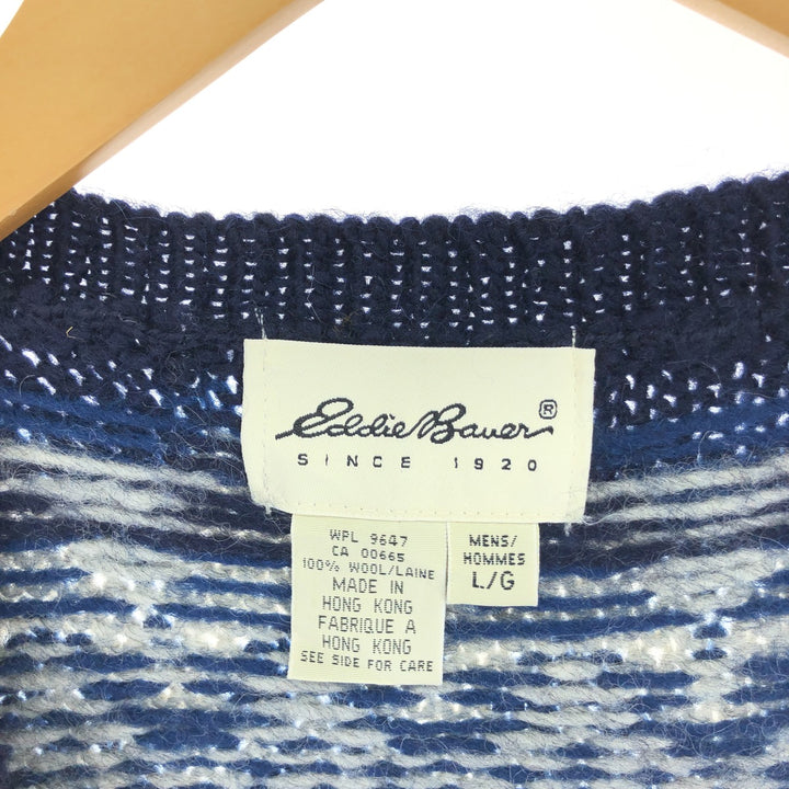 90s-00'S Eddie Bauer all-over print open-front wool knit vest, men's size L, vintage / eaa497644