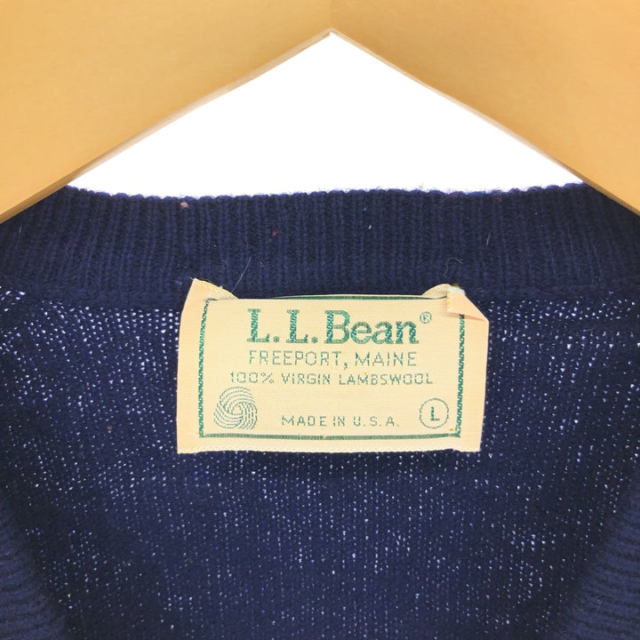 80s-90'S LLBean V-neck wool knit vest made in USA, men's size L, vintage /eaa497646