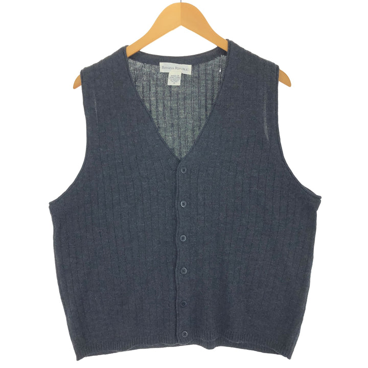 90'S Banana Republic Ribbed Open Front Wool Knit Vest Men's M Size Vintage /eaa497648