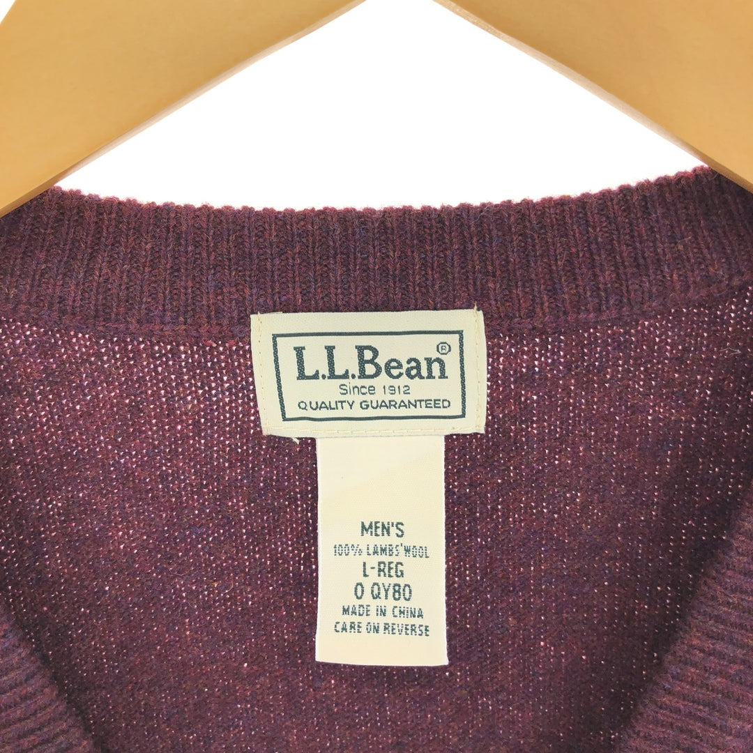 LLBean V-neck wool knit vest, men's size L /eaa497649