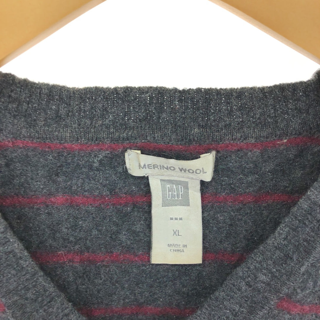 GAP Border Pattern V-neck wool knit vest, men's XL size / eaa497650