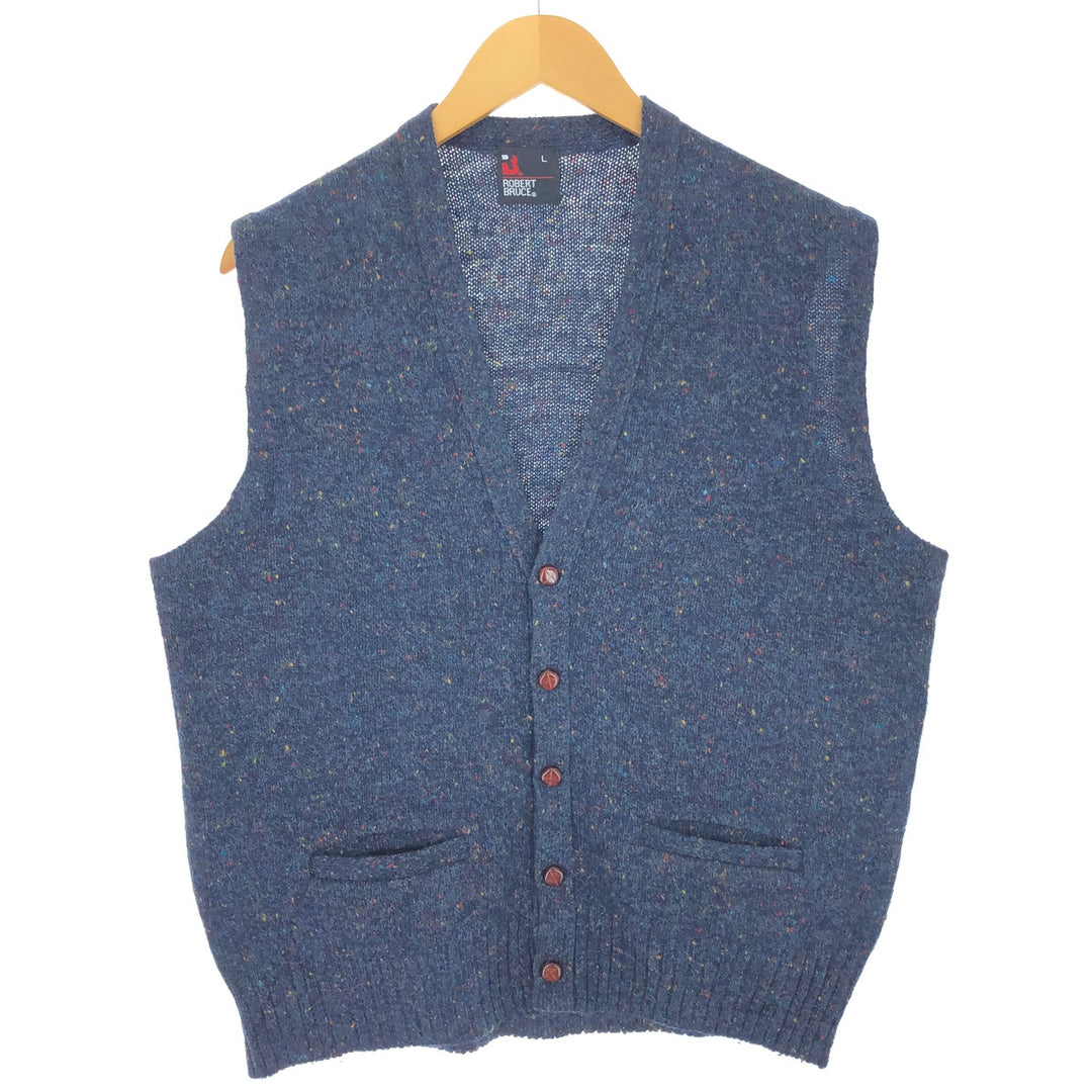 ROBERT BRUCE Color Nep Front Open Wool Knit Vest Men's L Size /eaa497653