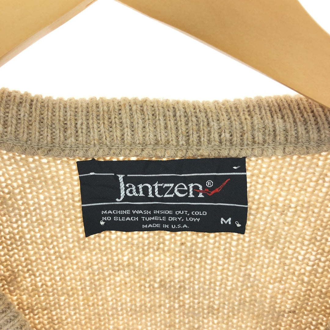 80'S Jantzen Cable Knit V-Neck Vest Made in USA Men's M Size Vintage /eaa497655