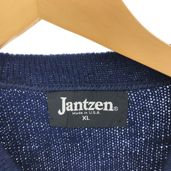 80'S Jantzen all-over print V-neck wool knit vest made in USA, men's XL size, vintage /eaa497656