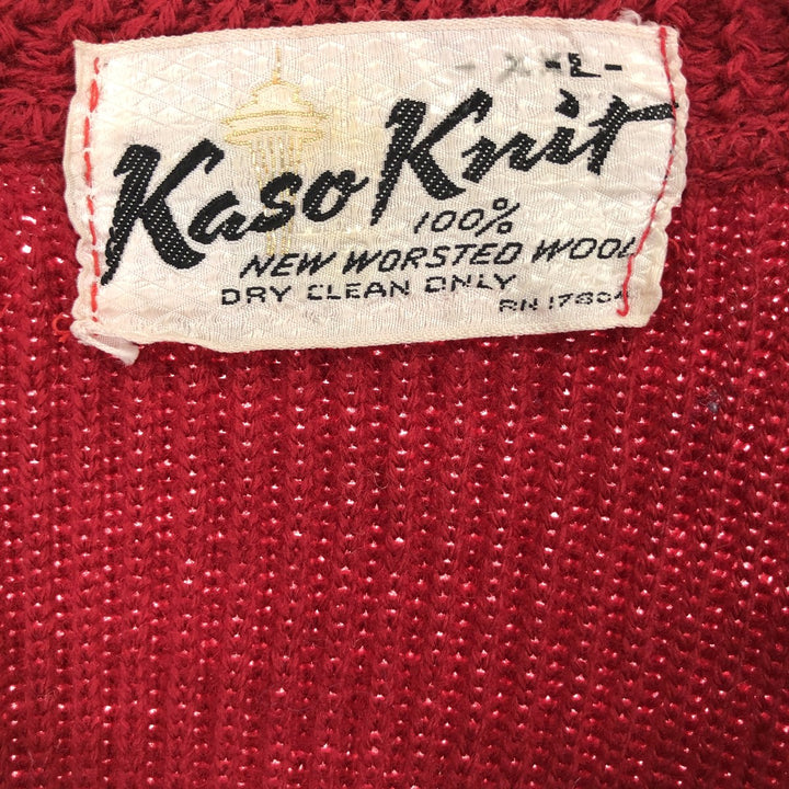 60s~ Kaso Knit Ribbed Full Zip Wool Knit Cardigan Men's L Size Vintage /eaa497685