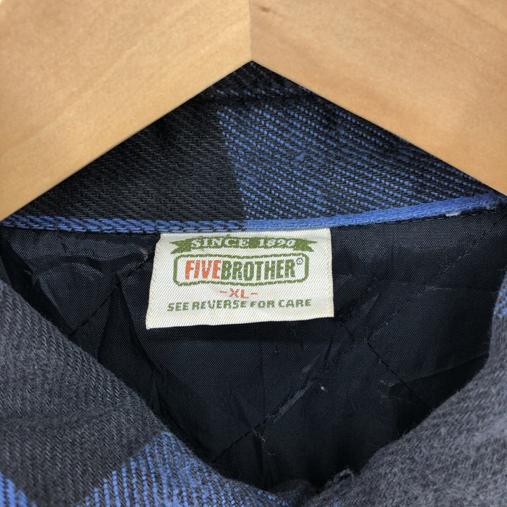 90'S Five Brother Buffalo Check Long Sleeve Flannel Check Shirt Men's XL Vintage /eaa497757