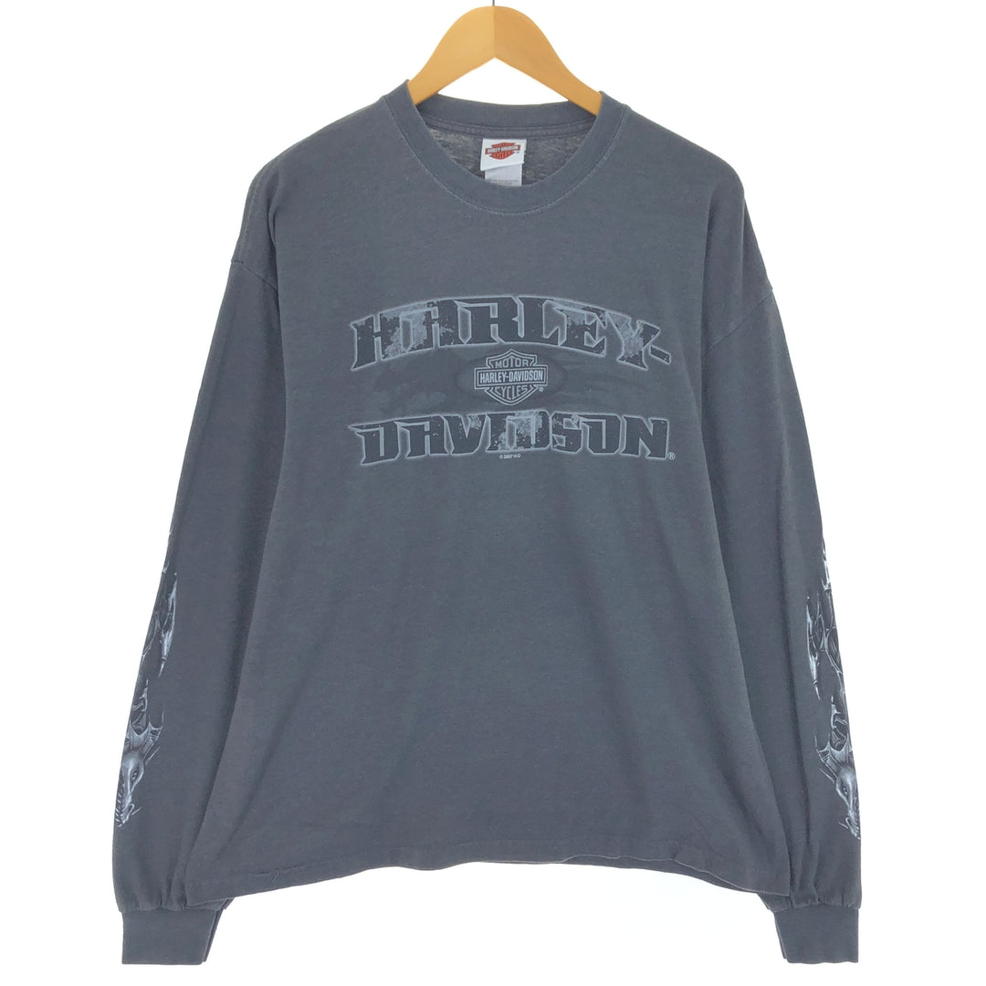 00'S Harley-Davidson Long Sleeve T-Shirt Made in USA Men's XL cotton gray type Vintage Second Hand