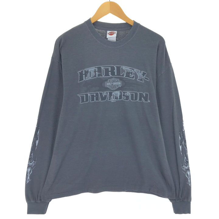00'S Harley-Davidson Long Sleeve T-Shirt Made in USA Men's XL cotton gray type Vintage Second Hand