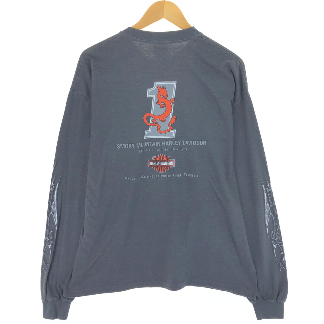 00'S Harley-Davidson Long Sleeve T-Shirt Made in USA Men's XL cotton gray type Vintage Second Hand