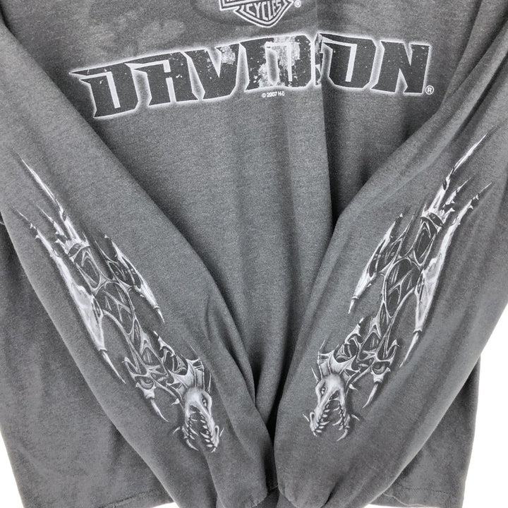 00'S Harley-Davidson Long Sleeve T-Shirt Made in USA Men's XL cotton gray type Vintage Second Hand