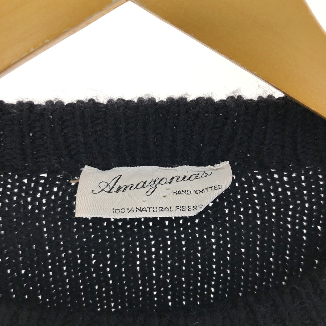 Amazonias Floral HAND KNIT Hand-knitted Wool Knit Sweater Women's XL Size /eaa497901
