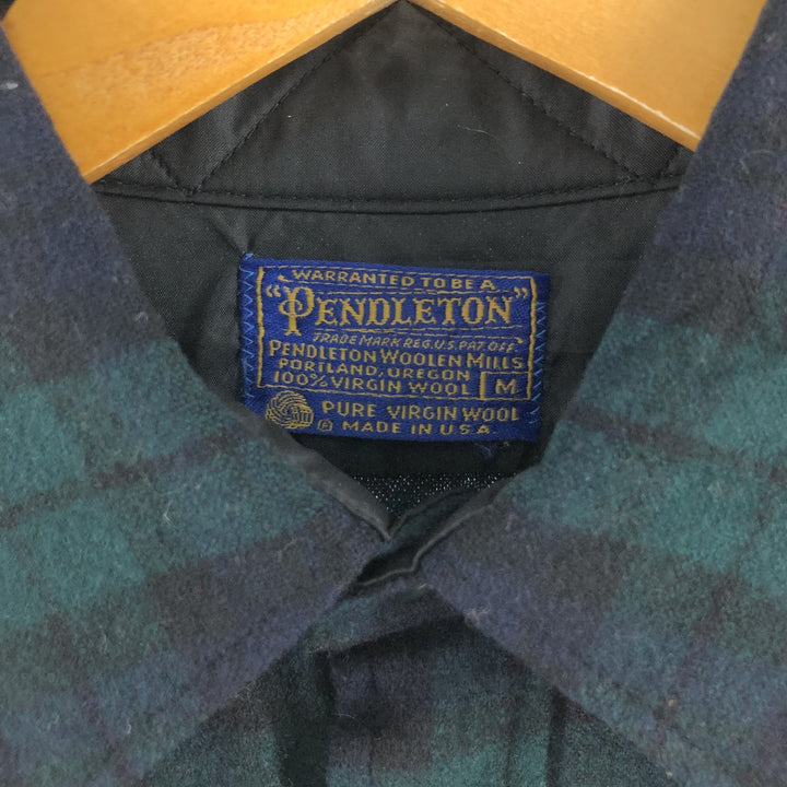 70'S Pendleton Blackwatch Check Wool Shirt Made in USA Men's M Size /eaa498024
