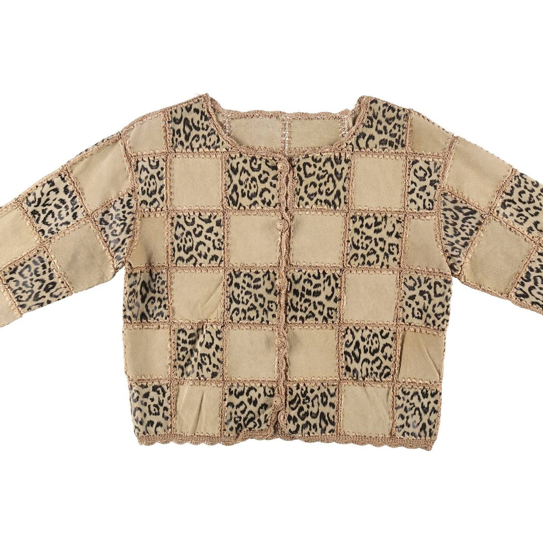 Leopard Pattern Patchwork Suede Leather Jacket Men's L size / eaa498108