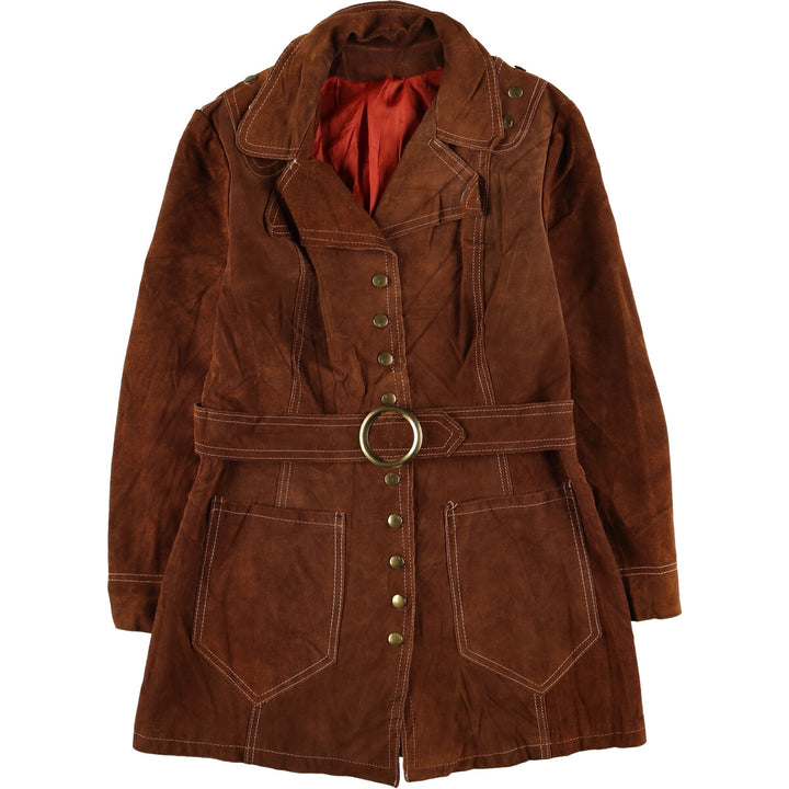 Sears suede leather half coat, women's size M, vintage Genuine Leather Cowhide Suede Leather brown type Vintage Second Hand