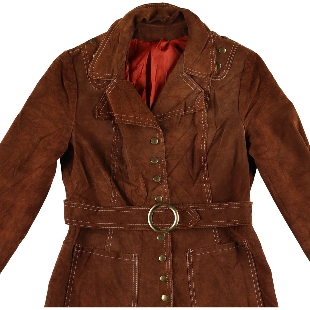 Sears suede leather half coat, women's size M, vintage Genuine Leather Cowhide Suede Leather brown type Vintage Second Hand