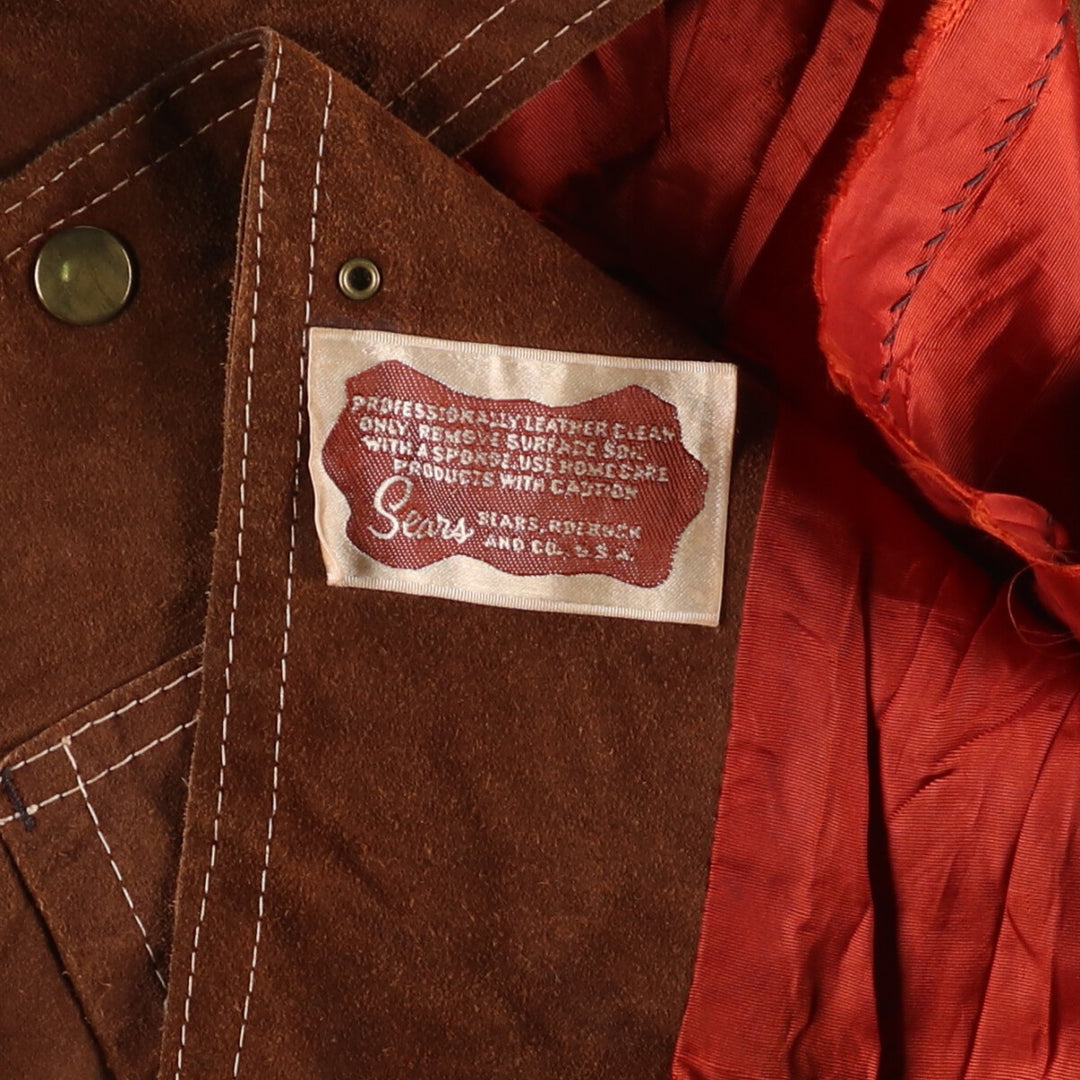 Sears suede leather half coat, women's size M, vintage Genuine Leather Cowhide Suede Leather brown type Vintage Second Hand