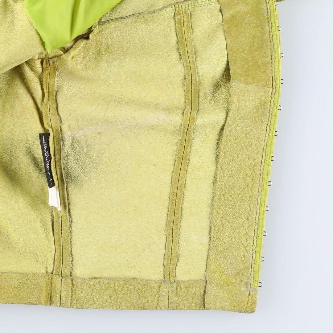 Maxima fringed suede leather jacket, size S for women Suede leather green type yellow green Vintage Second Hand