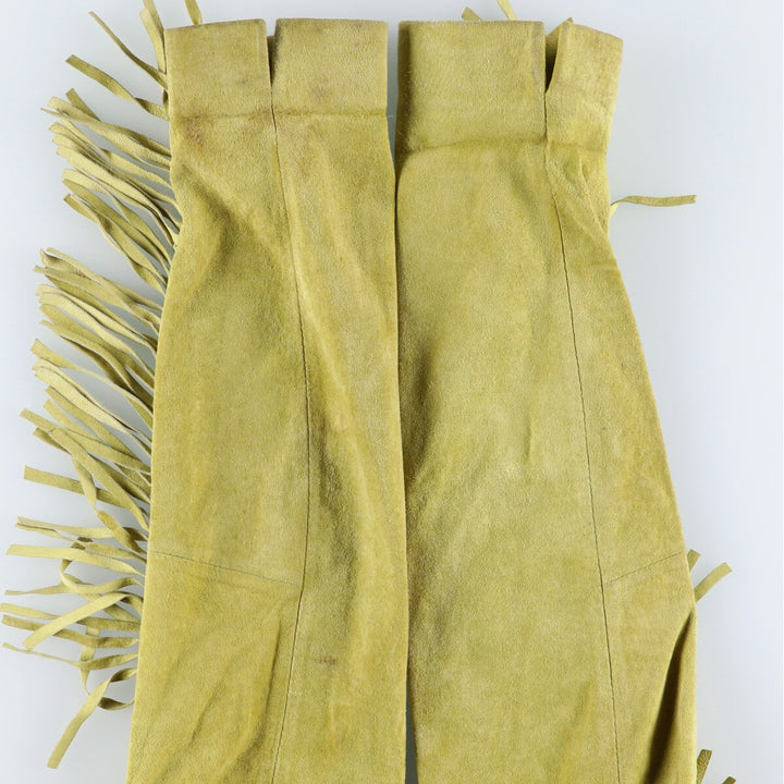 Maxima fringed suede leather jacket, size S for women Suede leather green type yellow green Vintage Second Hand