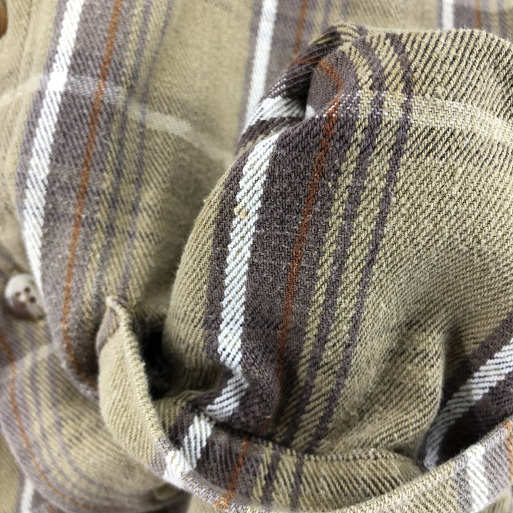 Vintage HIGH SIERRA long-sleeved button-down flannel check shirt, size M, men's cotton ocher yellow type Vintage Second Hand