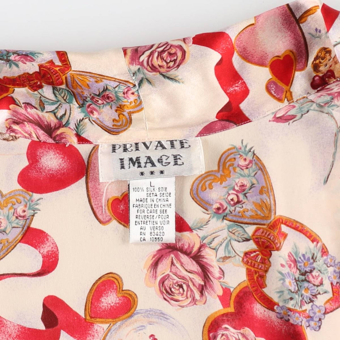 PRIVATE IMAGE All-over Print Silk Gown for Women (Size L) silk ivory Vintage Second Hand