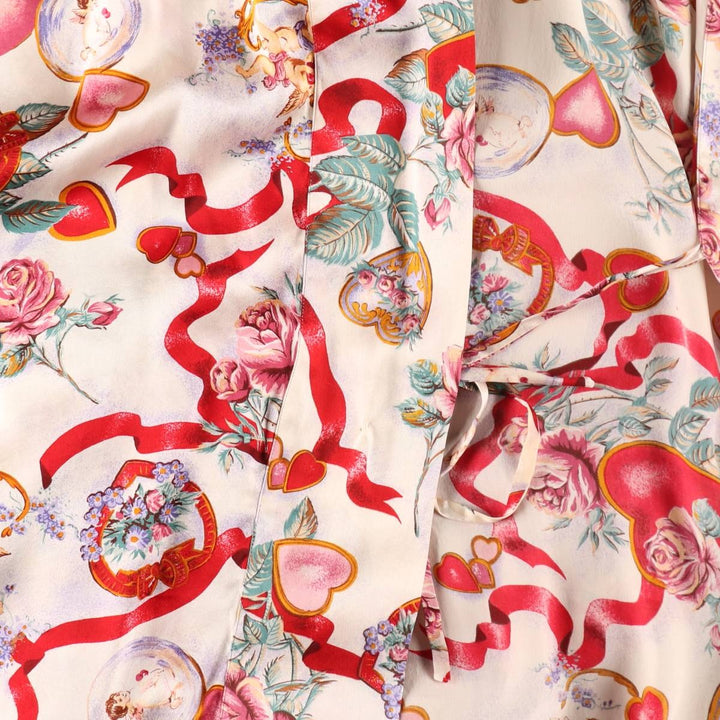 PRIVATE IMAGE All-over Print Silk Gown for Women (Size L) silk ivory Vintage Second Hand