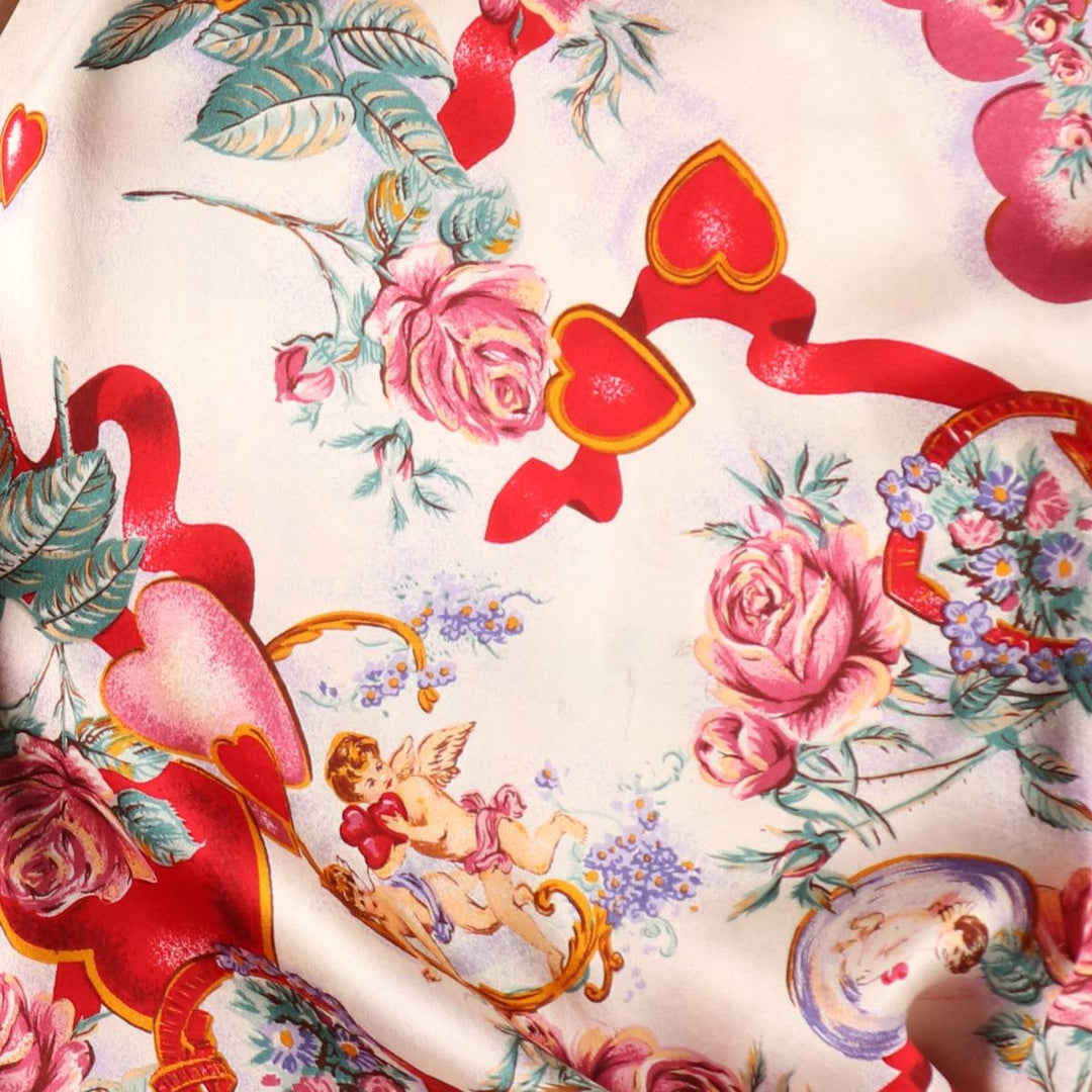 PRIVATE IMAGE All-over Print Silk Gown for Women (Size L) silk ivory Vintage Second Hand