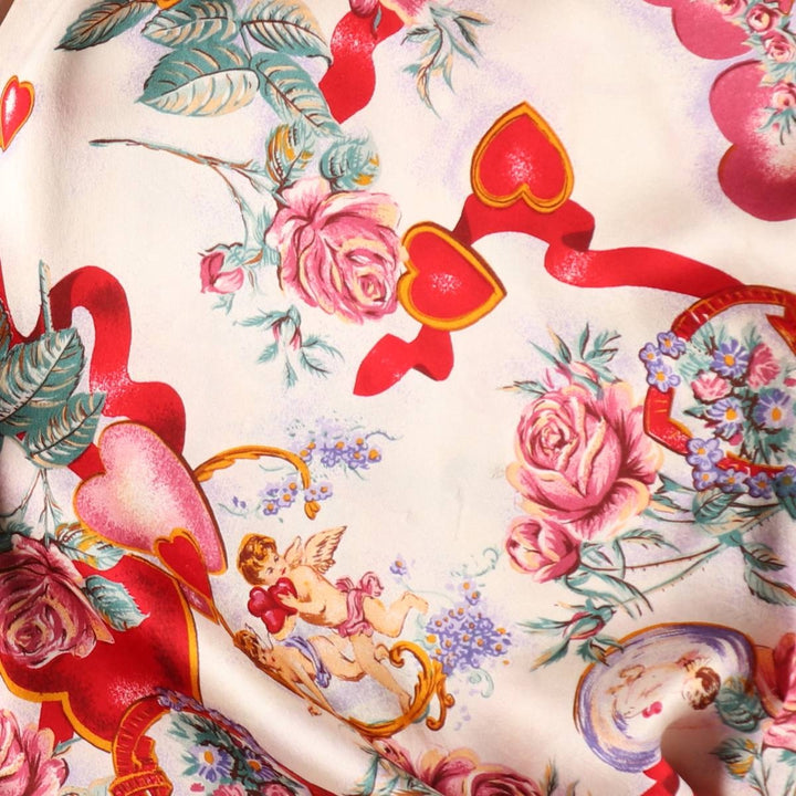 PRIVATE IMAGE All-over Print Silk Gown for Women (Size L) silk ivory Vintage Second Hand