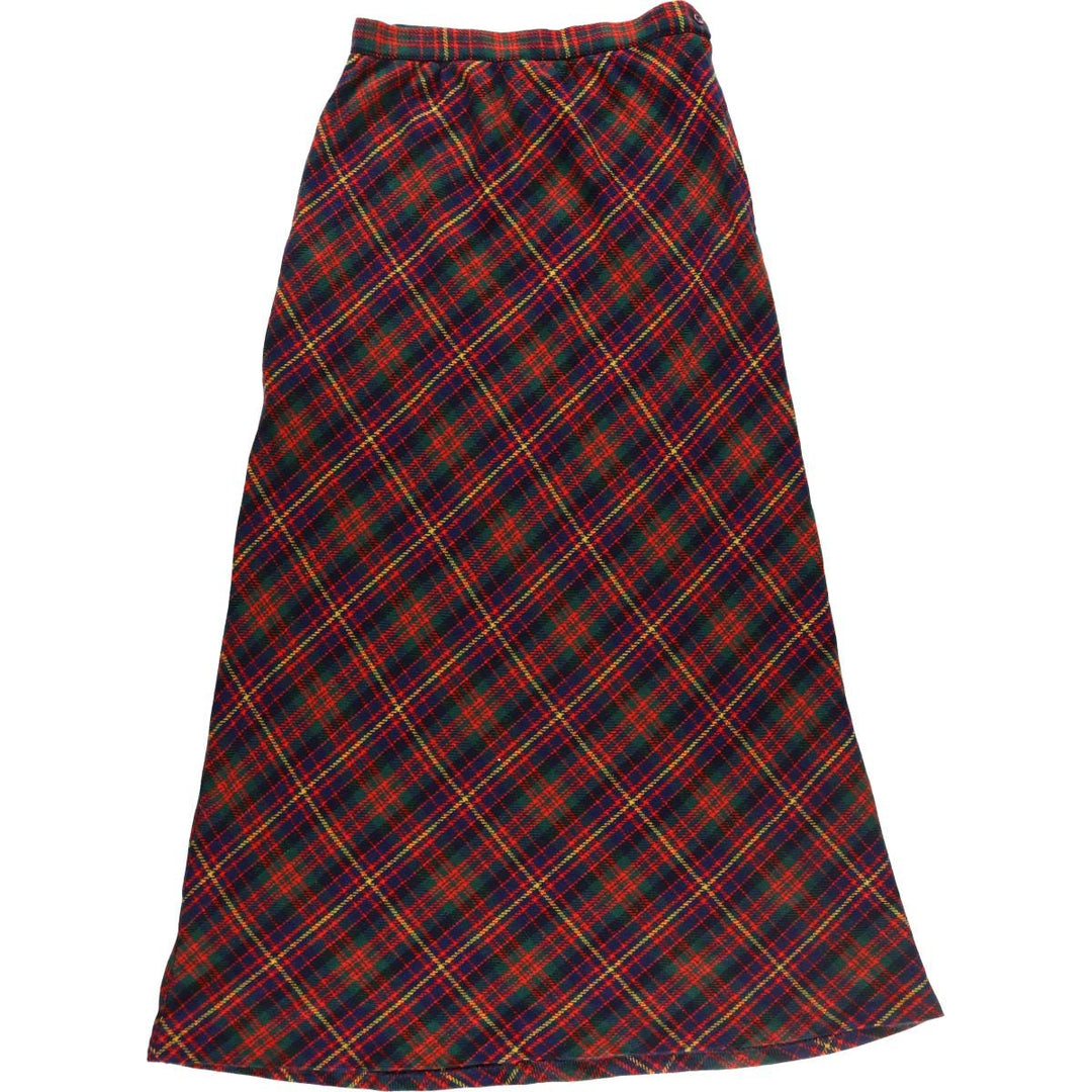 Vintage 70s-80'S Tartan Check Wool Maxi A-line Skirt, Women's Size L / eaa498170