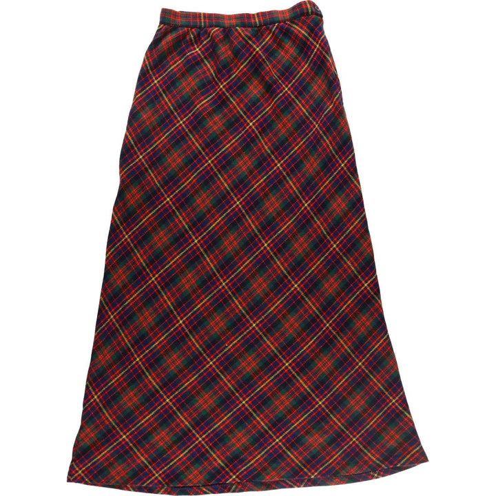 Vintage 70s-80'S Tartan Check Wool Maxi A-line Skirt, Women's Size L / eaa498170