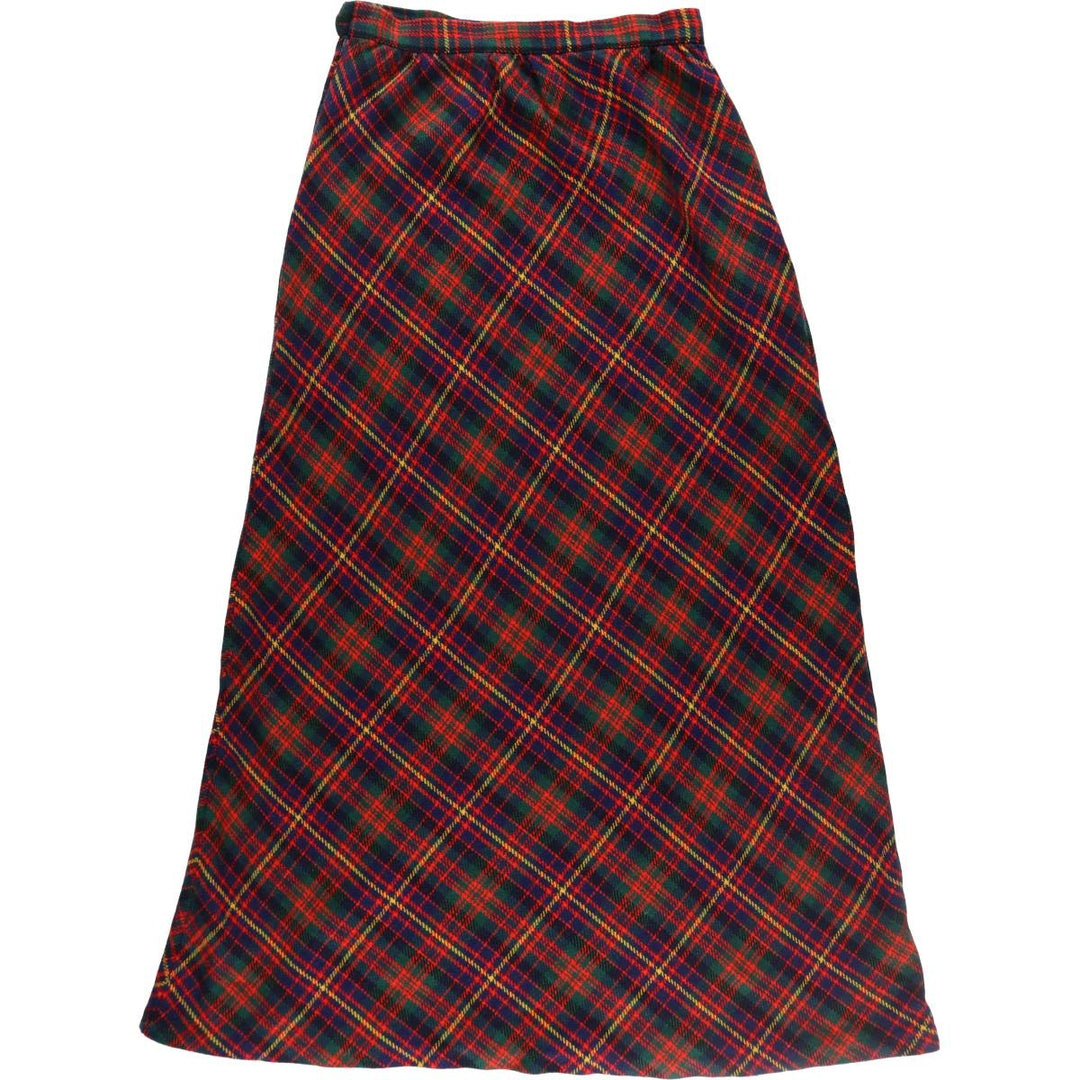 Vintage 70s-80'S Tartan Check Wool Maxi A-line Skirt, Women's Size L / eaa498170