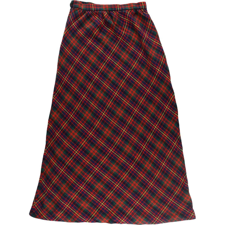 Vintage 70s-80'S Tartan Check Wool Maxi A-line Skirt, Women's Size L / eaa498170