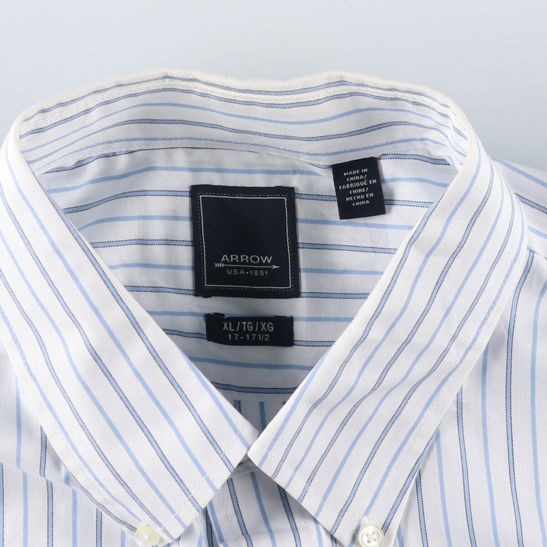 Elulu original remake asymmetrical gathered shirt, long sleeve button-down striped shirt, women's XL size cotton white type Vintage Second Hand