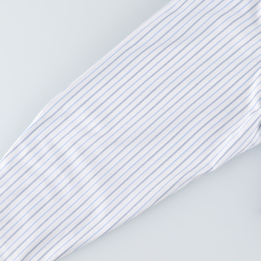 Elulu original remake asymmetrical gathered shirt, long sleeve button-down striped shirt, women's XL size cotton white type Vintage Second Hand