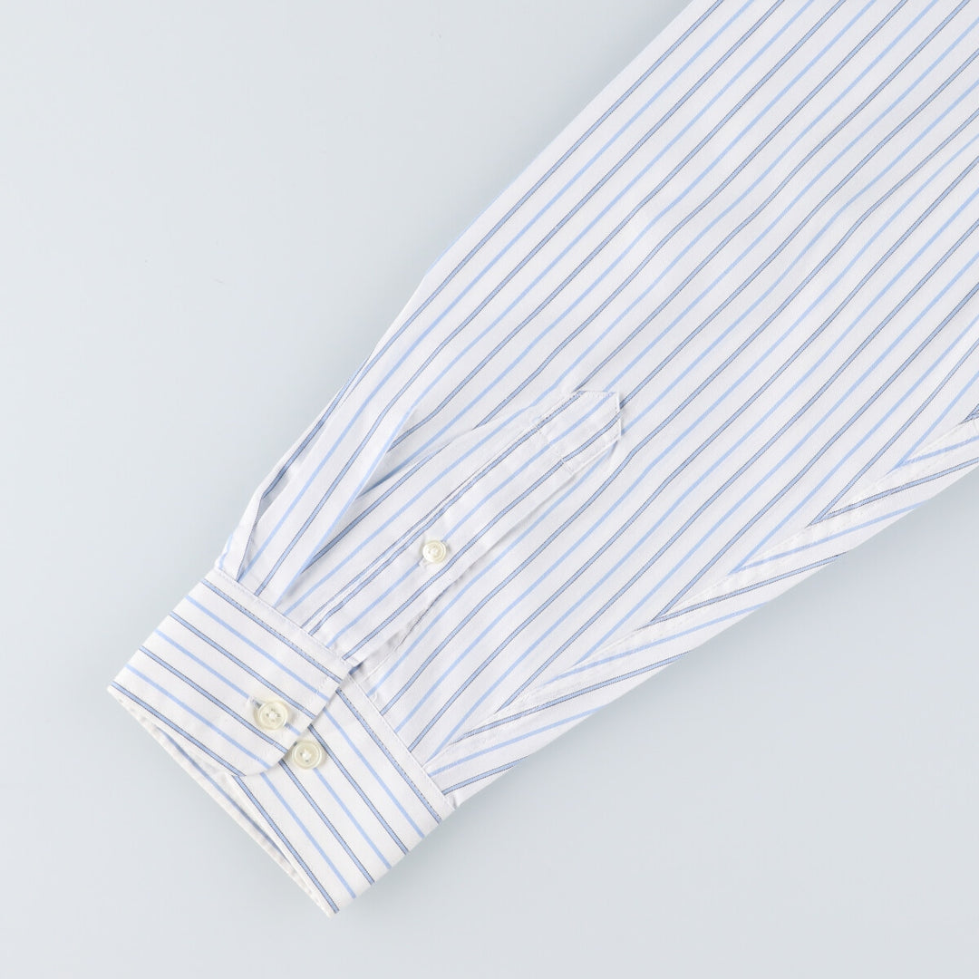 Elulu original remake asymmetrical gathered shirt, long sleeve button-down striped shirt, women's XL size cotton white type Vintage Second Hand
