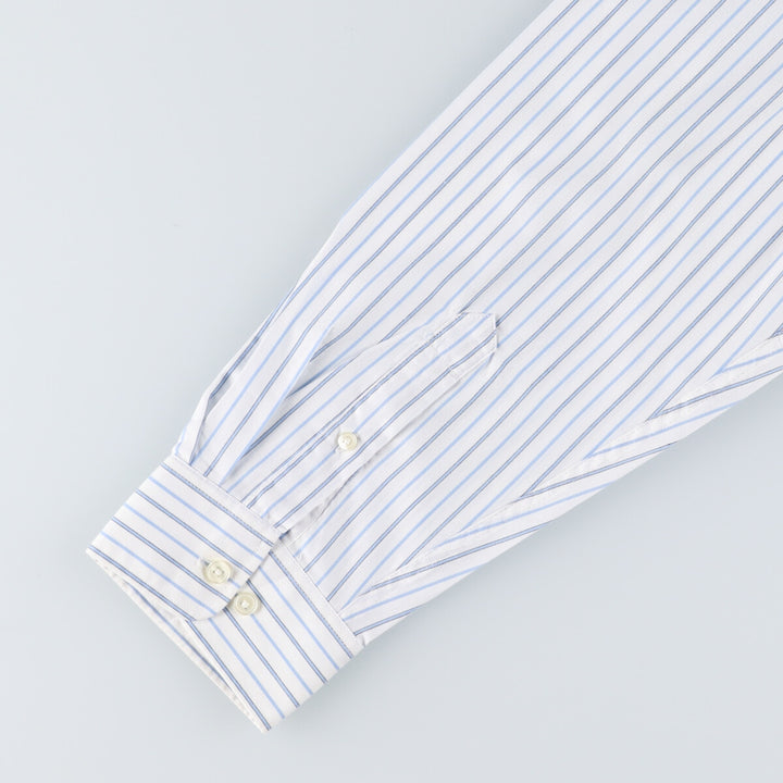 Elulu original remake asymmetrical gathered shirt, long sleeve button-down striped shirt, women's XL size cotton white type Vintage Second Hand