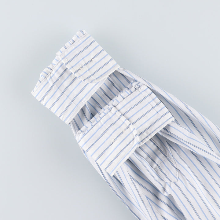 Elulu original remake asymmetrical gathered shirt, long sleeve button-down striped shirt, women's XL size cotton white type Vintage Second Hand