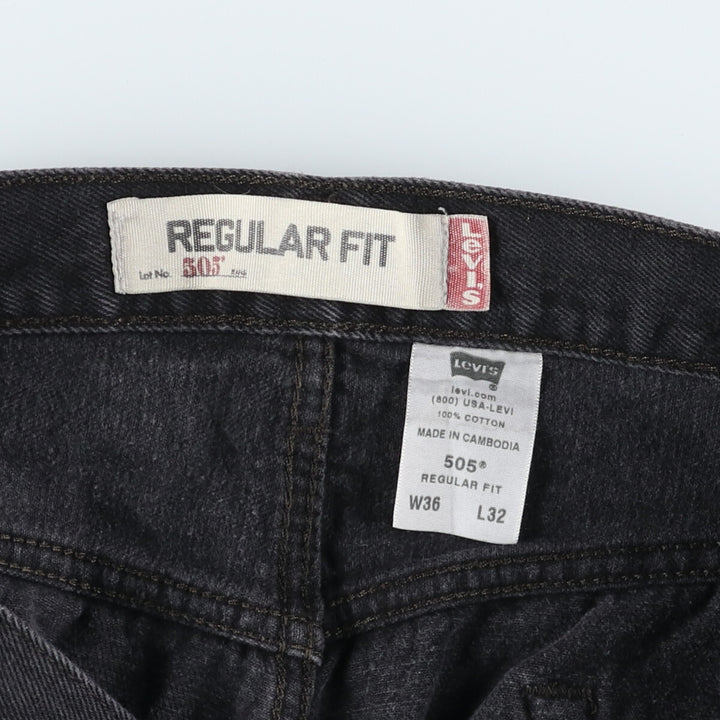 Levi's 505 REGULAR FIT black denim tapered denim pants for men, size w35 / eaa498206