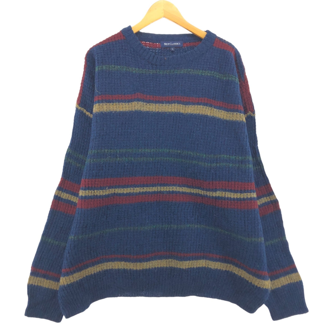 NEW CLASSICS Multi-border wool knit sweater Men's size L /eaa498249