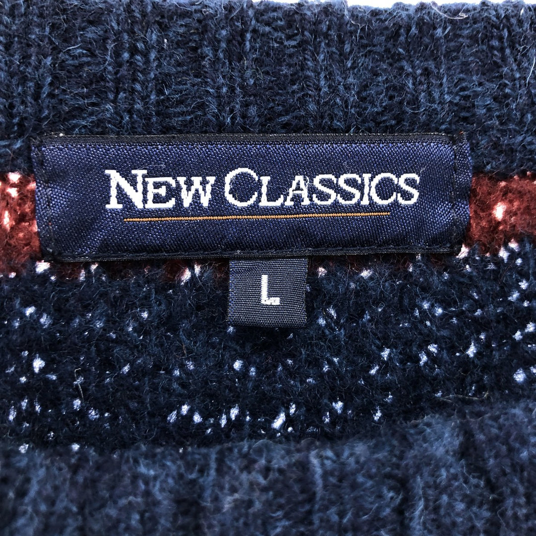 NEW CLASSICS Multi-border wool knit sweater Men's size L /eaa498249