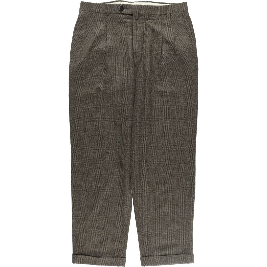 00'S Tommy Hilfiger Check Pattern Glen Check Two-pleat Wool Pants Slacks Men's W35 equivalent / eaa498278
