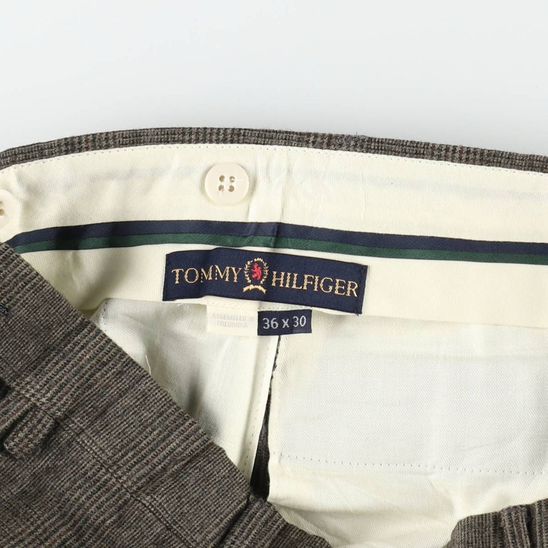 00'S Tommy Hilfiger Check Pattern Glen Check Two-pleat Wool Pants Slacks Men's W35 equivalent / eaa498278