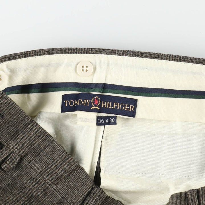 00'S Tommy Hilfiger Check Pattern Glen Check Two-pleat Wool Pants Slacks Men's W35 equivalent / eaa498278