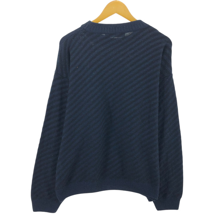 MAURO MILANDRI all-over print 3D knit sweater, made in Italy, men's size XXL unclear navy blue type Vintage Second Hand