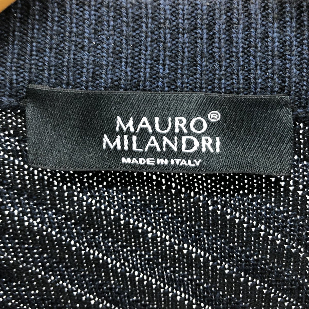 MAURO MILANDRI all-over print 3D knit sweater, made in Italy, men's size XXL unclear navy blue type Vintage Second Hand