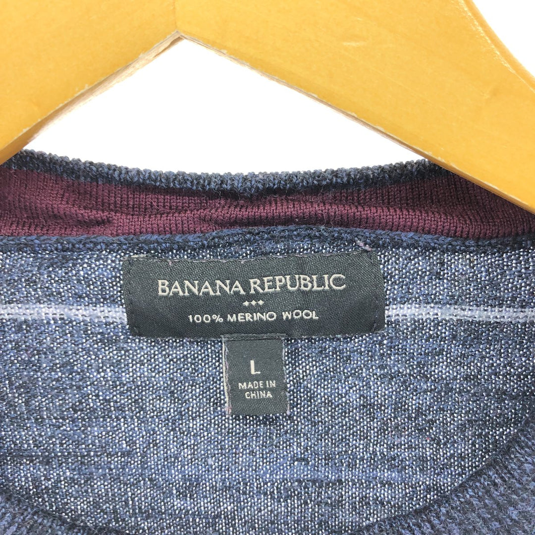 Banana Republic BANANA REPUBLIC Striped Pattern Merino Wool Knit Sweater Men's Size L /eaa498286