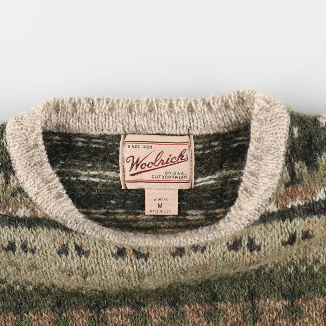 00'S WOOLRICH All-over print wool knit sweater Made in USA Women's M size /eaa498287