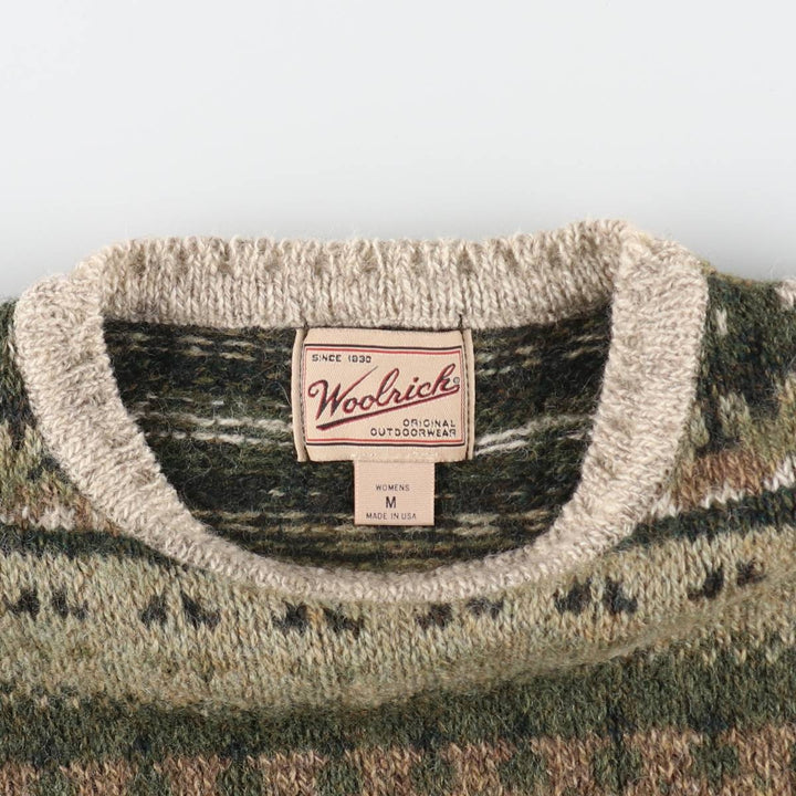 00'S WOOLRICH All-over print wool knit sweater Made in USA Women's M size /eaa498287