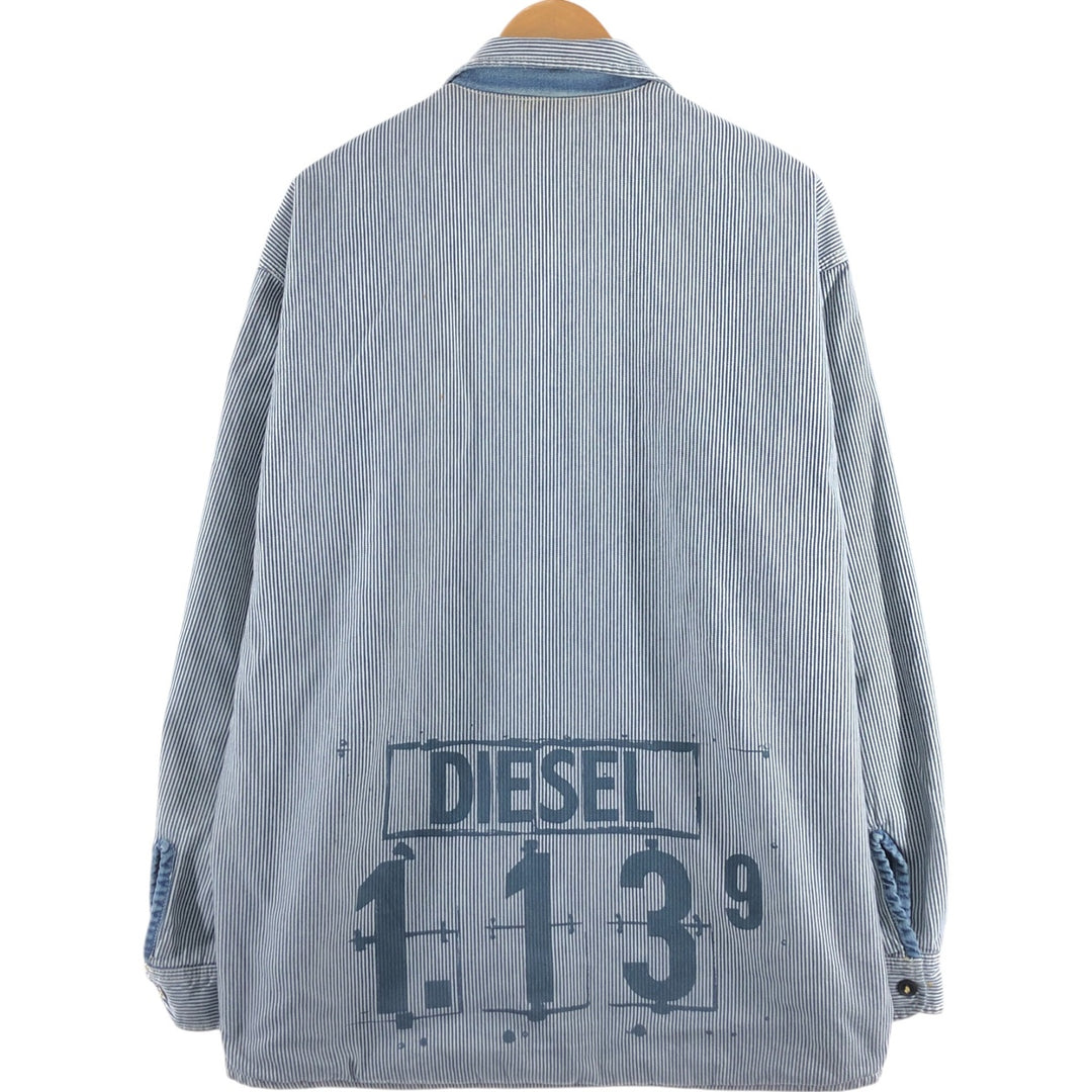DIESEL WORK WEAR Hickory Stripe Reversible Denim Work Jacket Made in Italy Men's XL /eaa498325
